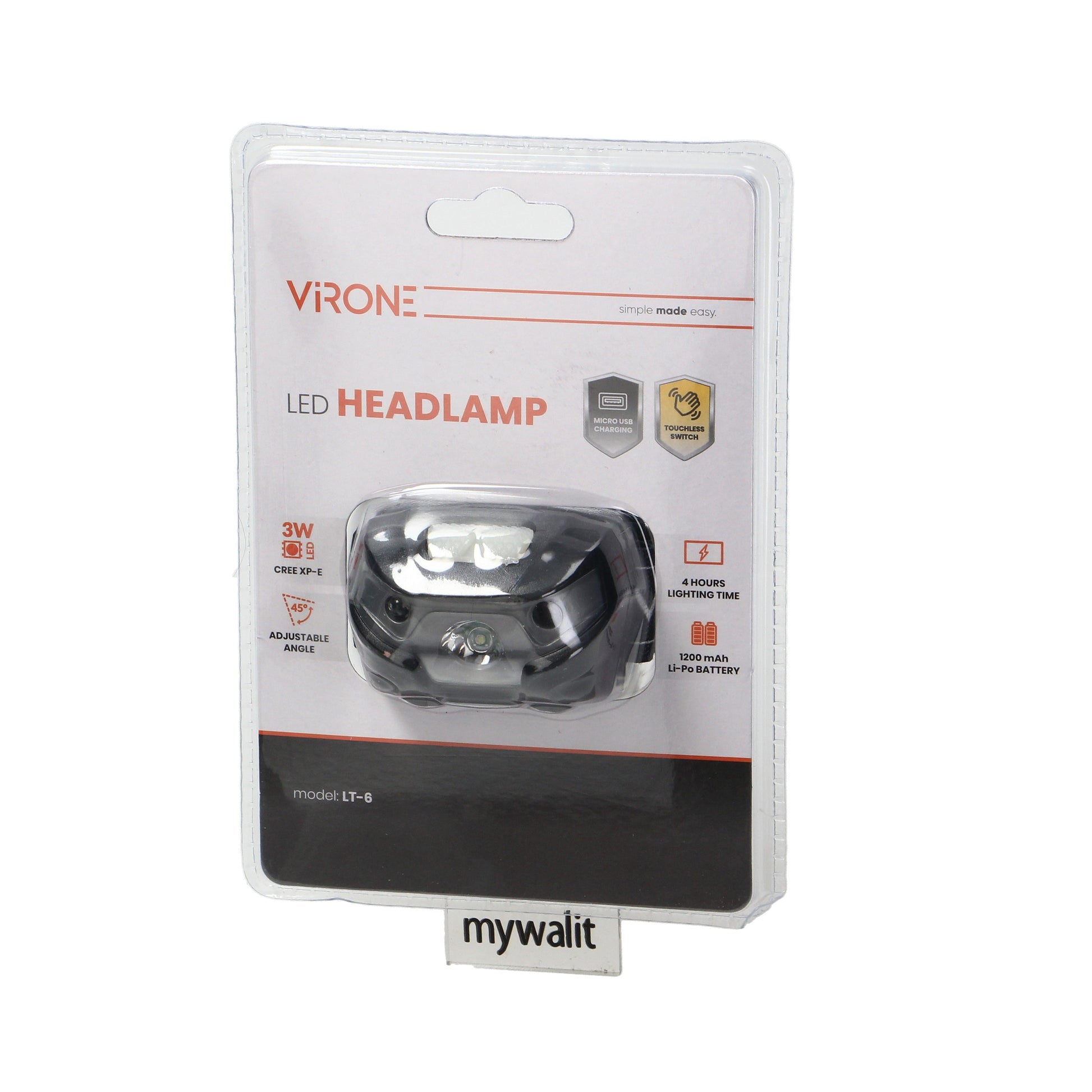 Orno 3W LED Headlamp, 120 lm, 1200 mAh Li-Po, adjustable head – image 2