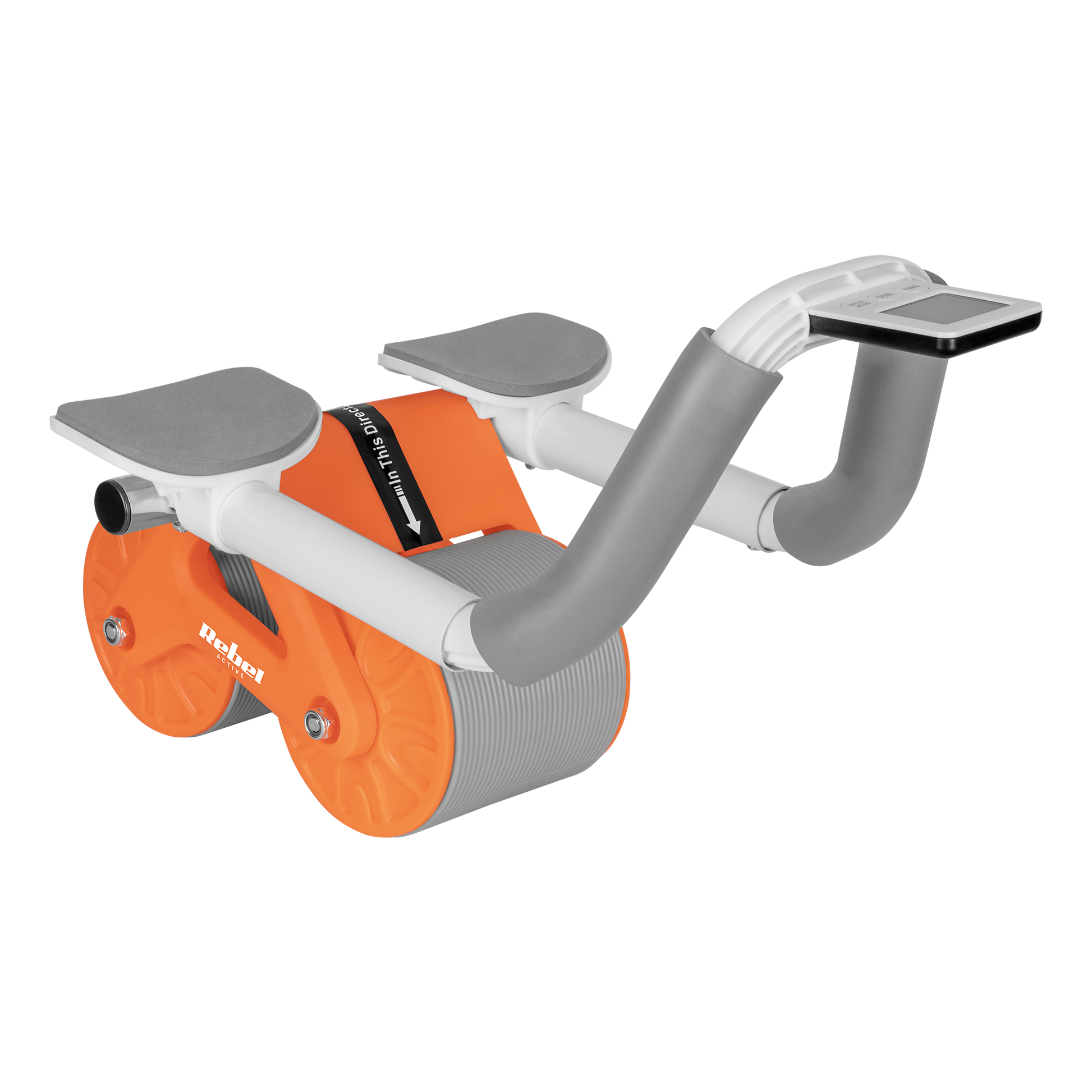 Rebel Abdominal exercise device with timer, AB Roller Wheel AB-3, gray and orange, REBEL ACTIVE