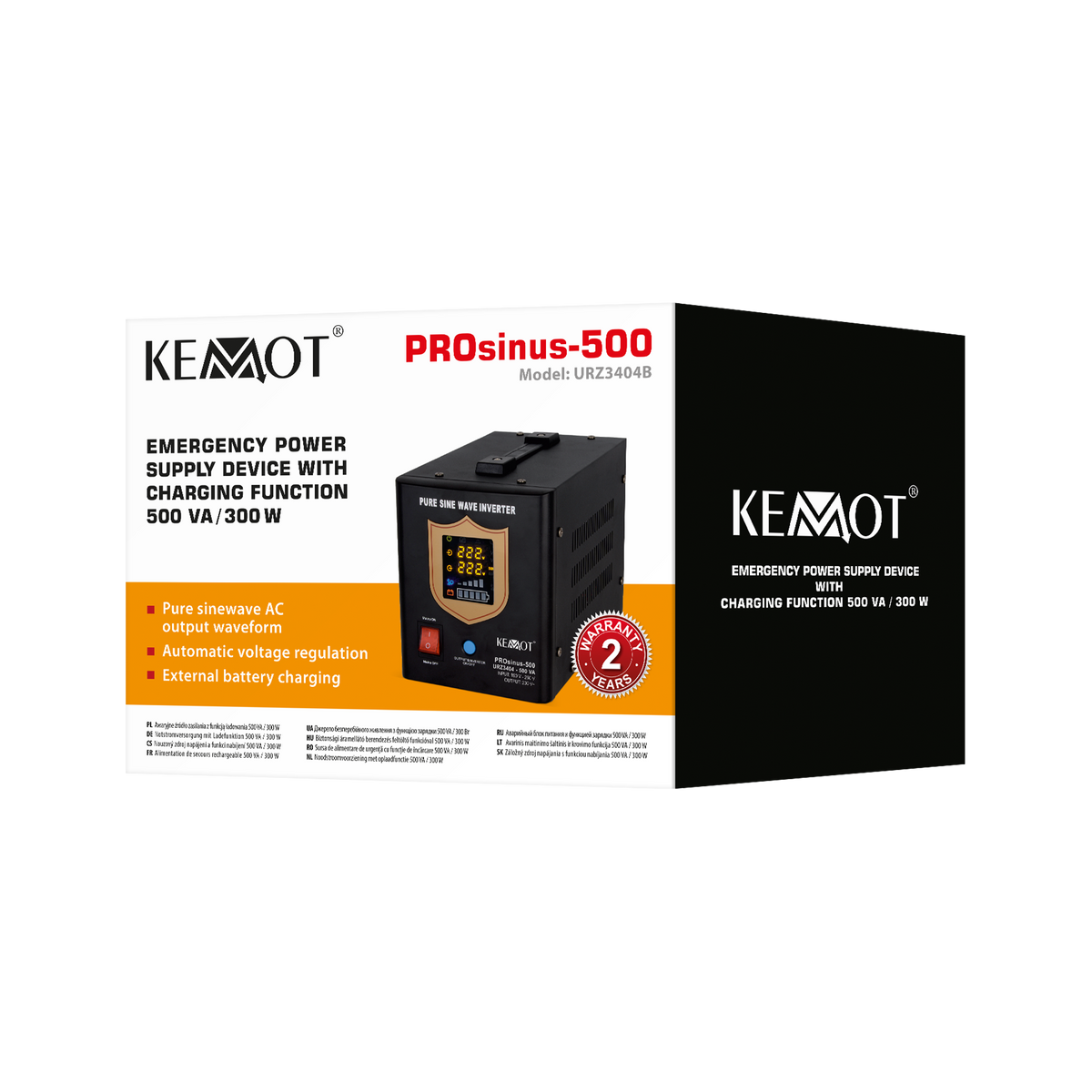Kemot KEMOT PROsinus-500 Uninterruptible Power Supply (UPS) with a pure sine wave inverter and 12V/230V charging function, 500VA/300W - black – image 4