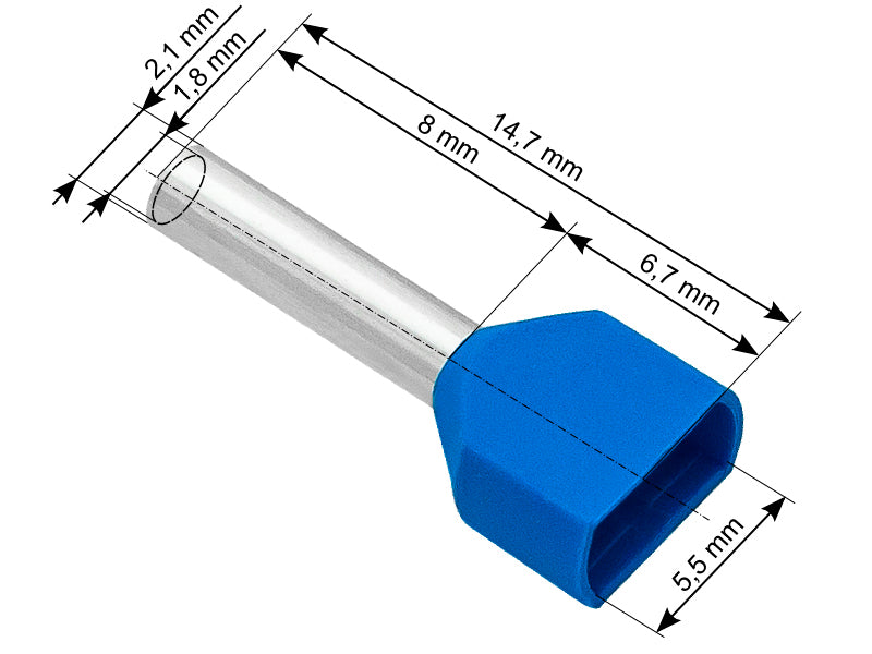 Blow Connectors – 43-083# Insulated connector, 2x0.75/8 sleeve, blue, 100 pcs.