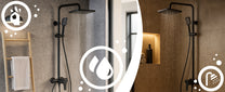 RTO Rain Shower Set, Black, Shower Head, Handheld Shower, Wall-Mounted - or1112 – image 3