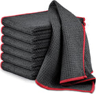 Navy blue textured square with a red border on a white background