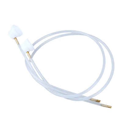 Two white extension hoses for aerosol cans, 60cm in length, with connectors at both ends.