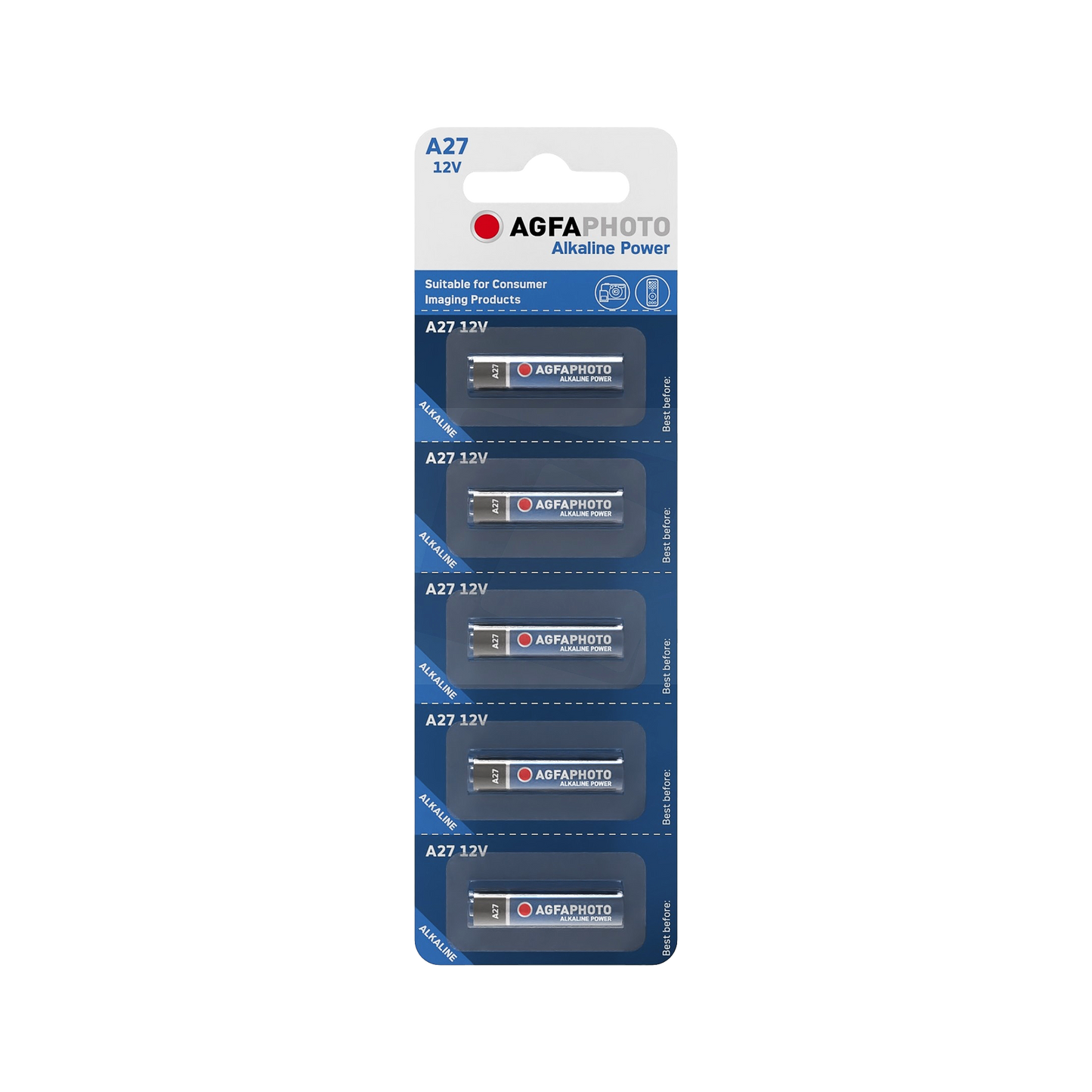 AGFA Alkaline, coin-cell – AgfaPhoto A27 LR27A Batteries, 5 per blister pack