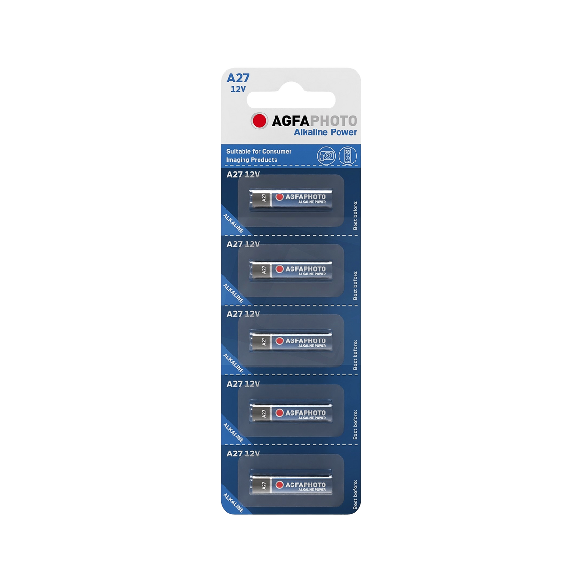 AGFA Alkaline, coin-cell – AgfaPhoto A27 LR27A Batteries, 5 per blister pack