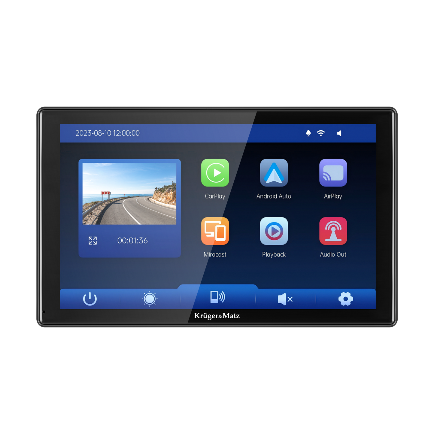 Kruger&Matz 9" Android Auto/Apple CarPlay Multimedia Head Unit with DVR and Kruger&amp;Matz Rearview Camera;