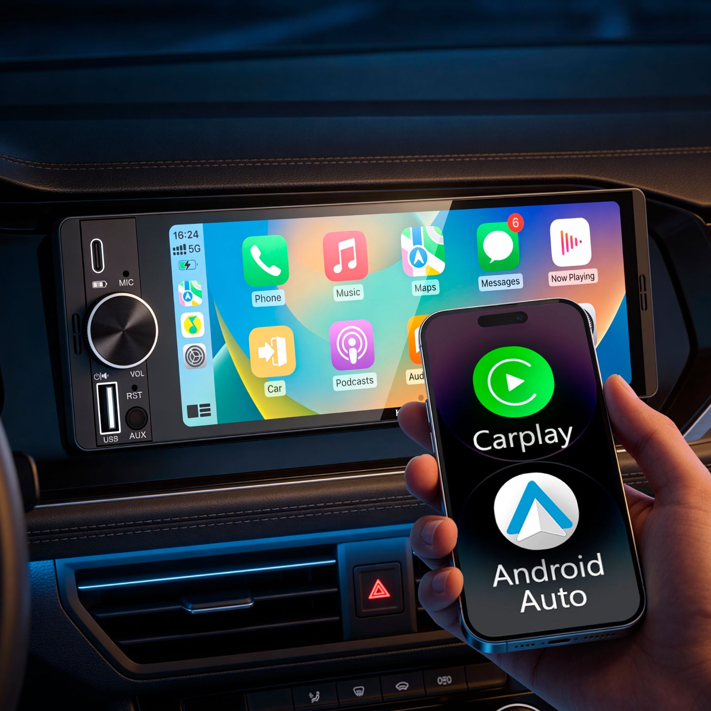 Kruger&Matz Car stereos (CD/MP3/Video/DVD) – Kruger&amp;Matz Car Stereo; KM2016 CarPlay/Android Auto – image 4