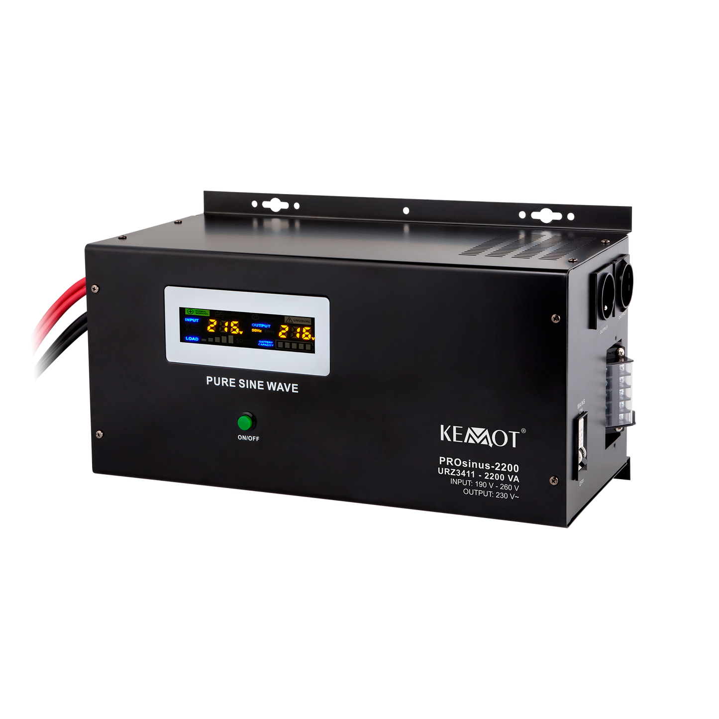 Kemot KEMOT PROsinus-2200 Wall-Mounted Emergency Power Supply—a pure sine wave inverter with a charging function—12V, 230V, 2200VA/1600W