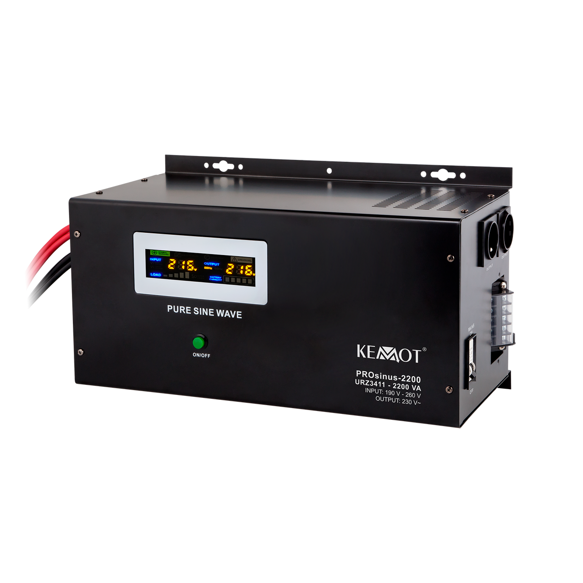 Kemot KEMOT PROsinus-2200 Wall-Mounted Emergency Power Supply—a pure sine wave inverter with a charging function—12V, 230V, 2200VA/1600W