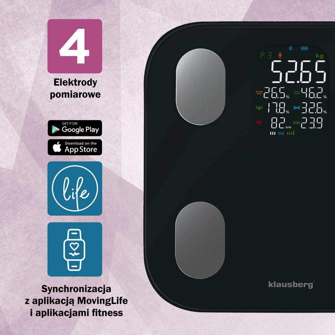 Klausberg Electronic bathroom scale with body composition analyzer, black, Klausberg, KB-7854 – image 7