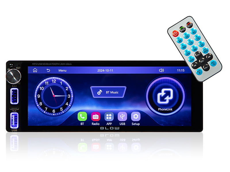 Blow 78-350# AVH-686A Car Radio with RDS, MP3, USB, microSD, and Bluetooth