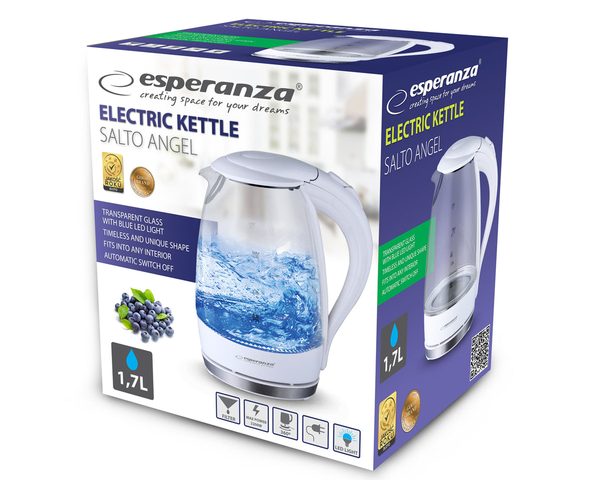 Esperanza EKK011W Esperanza 1.7-liter White Salto Angel LED Glass Electric Kettle – image 4