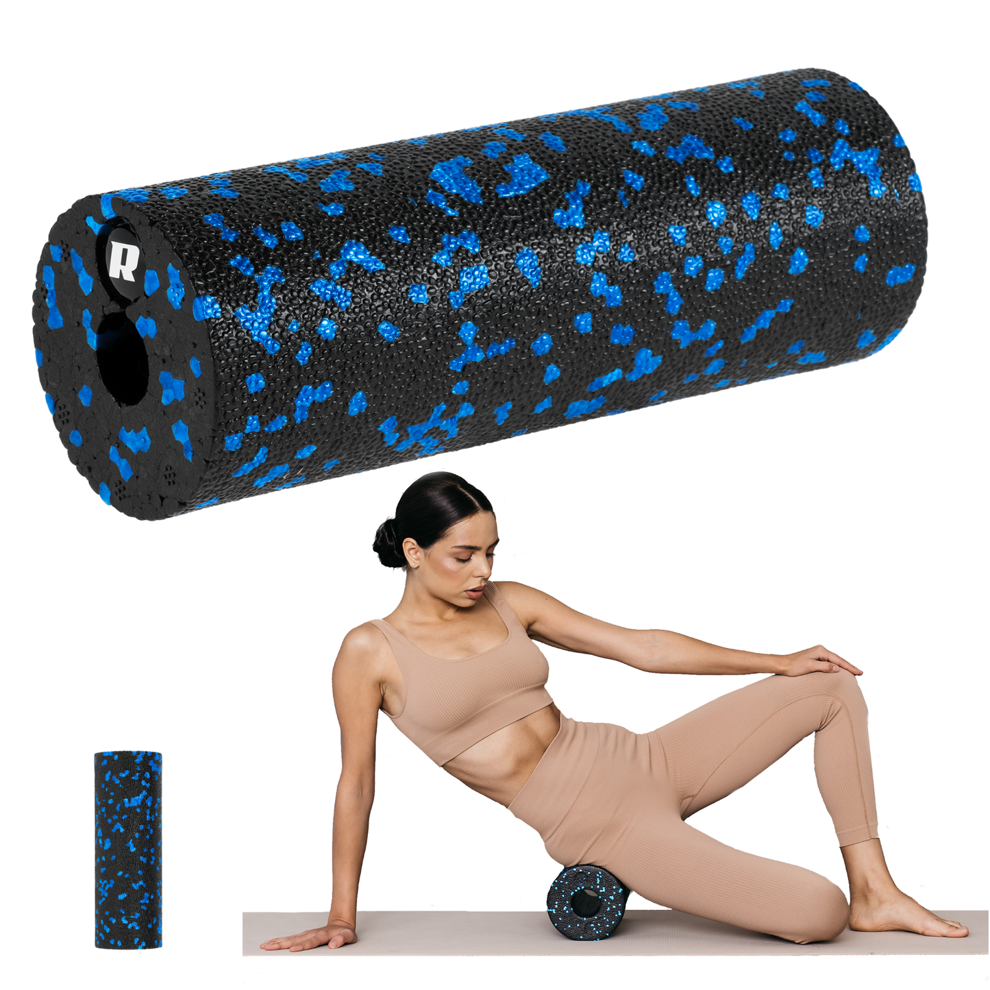 Rebel Mini massage roller, smooth foam roller 5x15 cm, black and blue, EPP material, REBEL ACTIVE – image 5