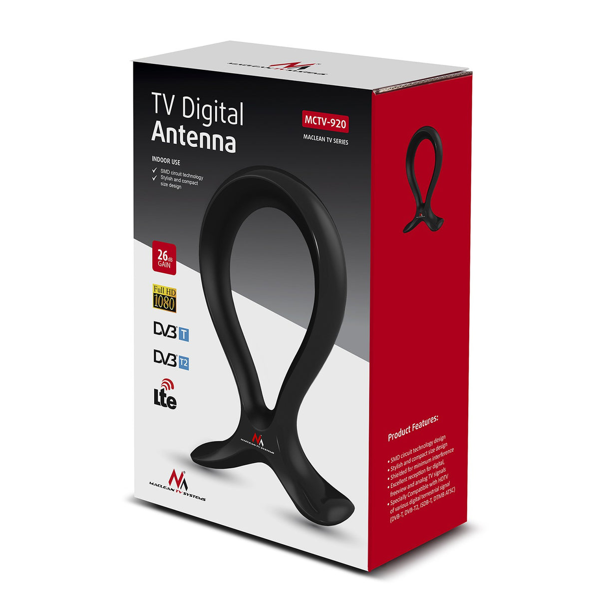 Maclean Maclean DVB-T/T2 HEVC TV Antenna, Indoor, LTE - Maximum Output Level 100 dBV, Headphone Stand, MCTV-920 – image 2