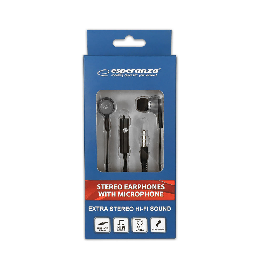 Esperanza EH192K Esperanza In-Ear Headphones with Microphone, EH192, Black and Graphite – image 3