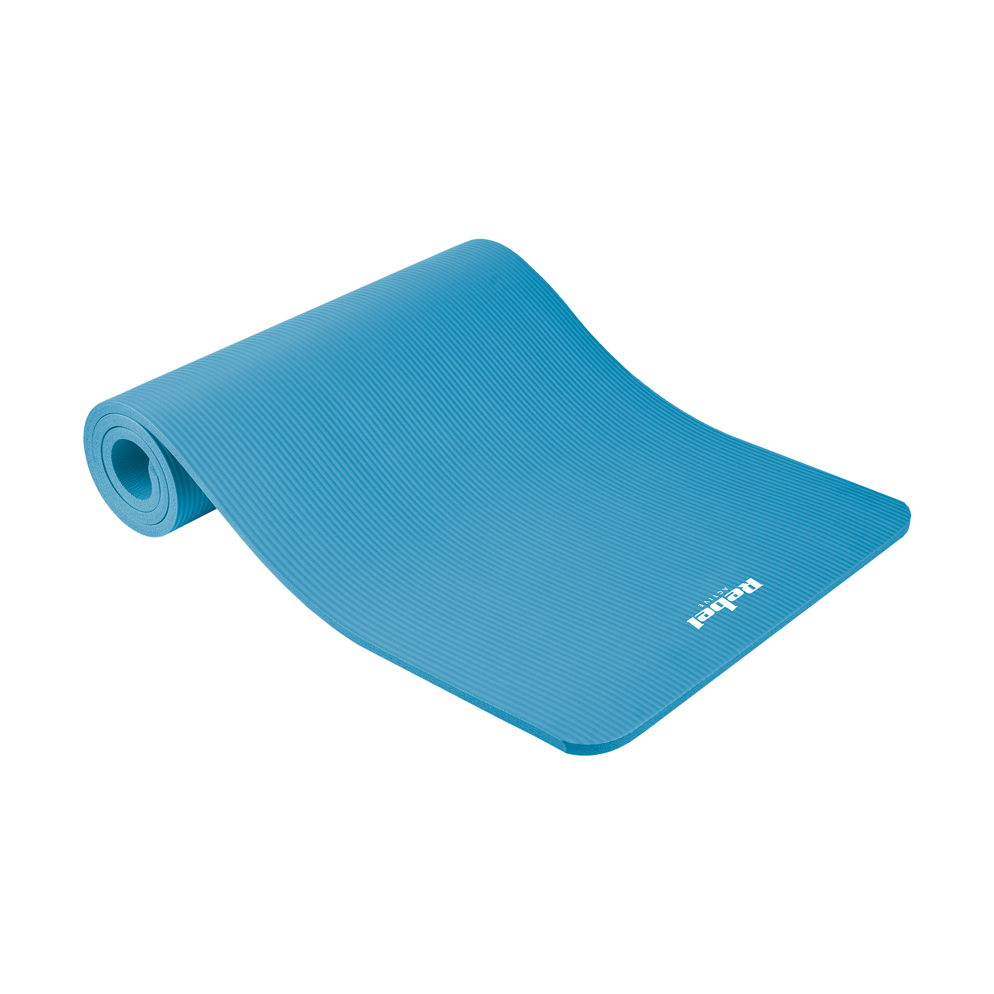 Exercise mat for yoga, Pilates, and fitness, 183x61 cm, 1 cm thick, NBR material, blue, REBEL ACTIVE Rebel