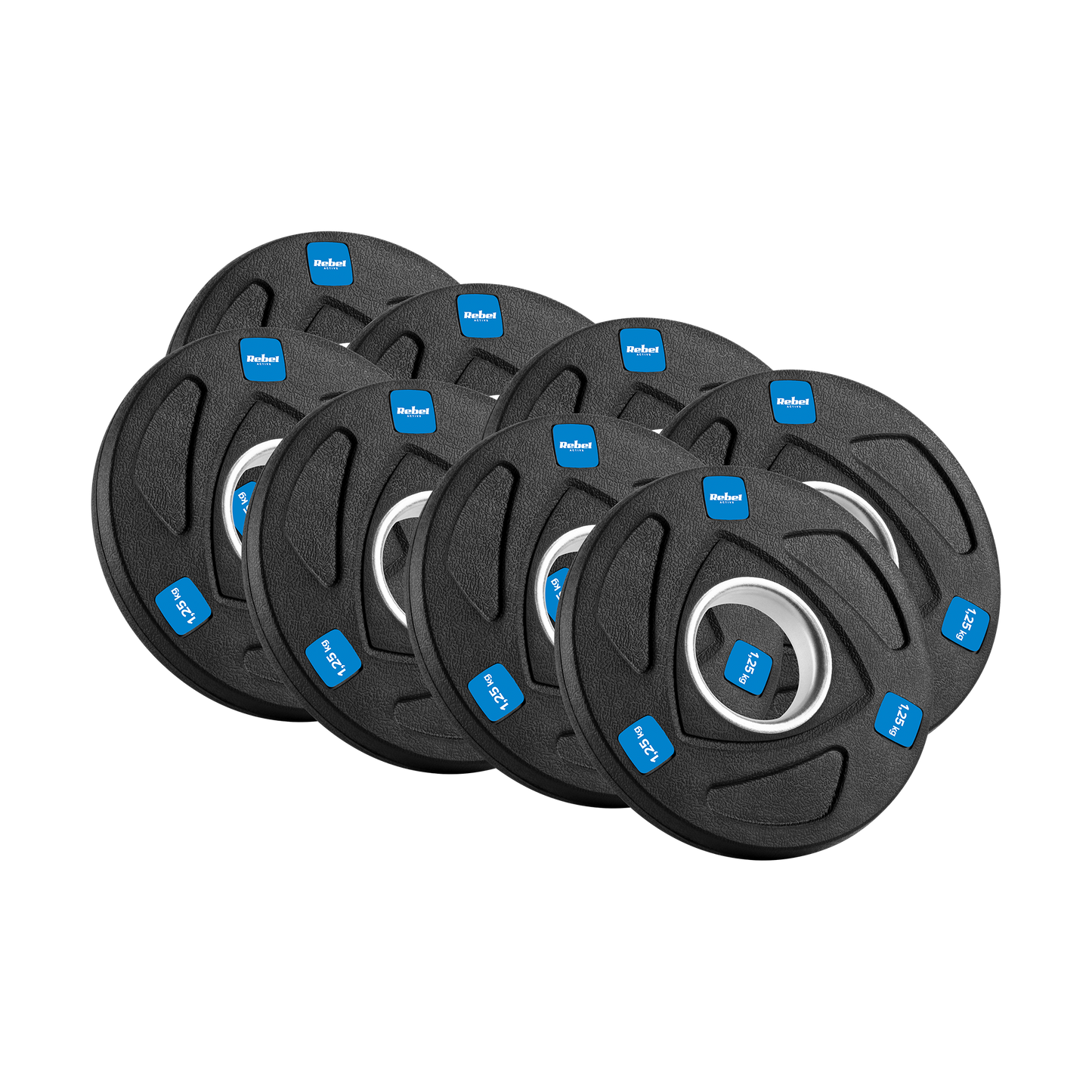 Rebel Rubber-coated cast iron Olympic weights, 30 kg set (8 x 1.25 kg + 4 x 2.5 kg + 2 x 5 kg), 51 mm hole, REBEL ACTIVE – image 4