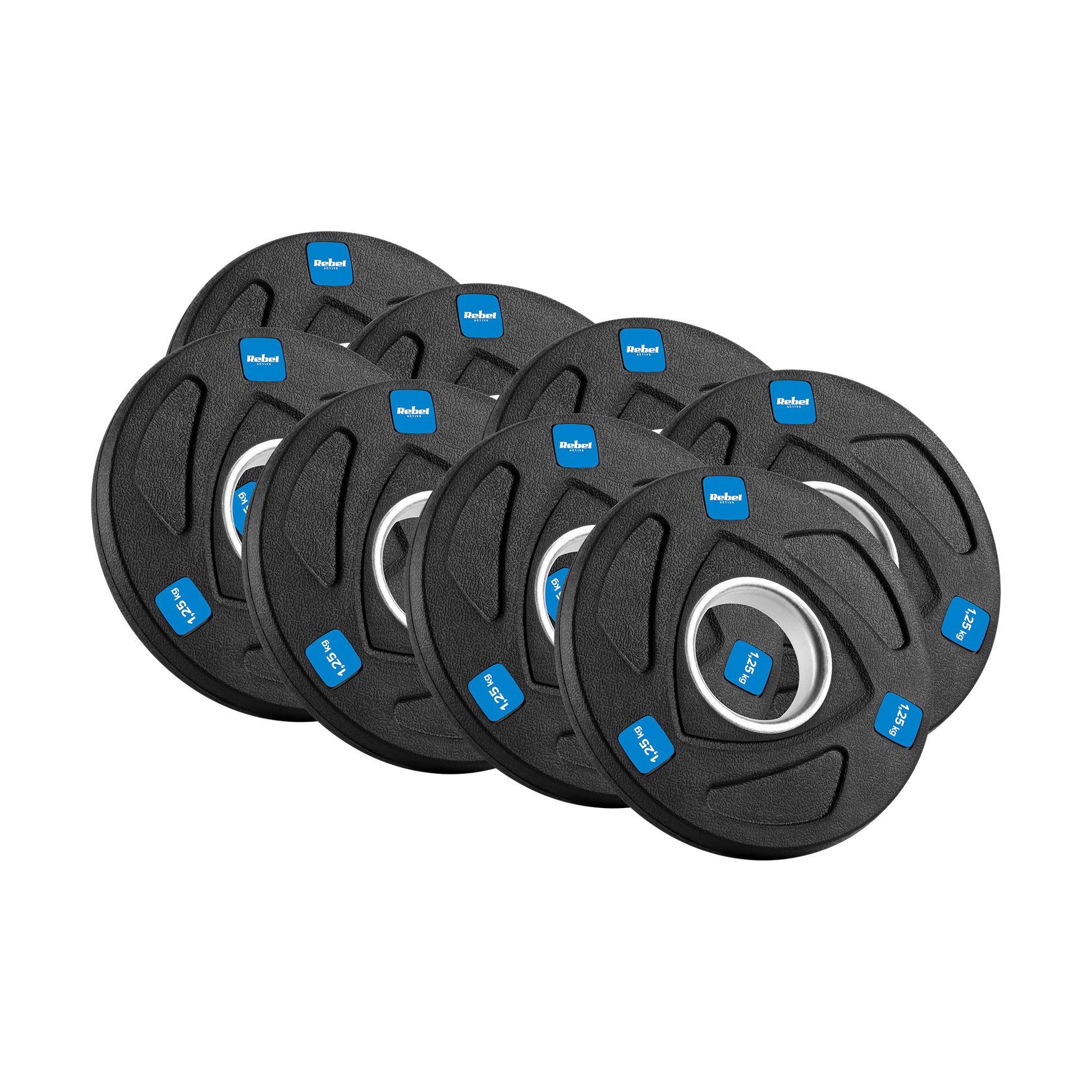 Rebel Rubber-coated cast iron Olympic weights, 30 kg set (8 x 1.25 kg + 4 x 2.5 kg + 2 x 5 kg), 51 mm hole, REBEL ACTIVE – image 4