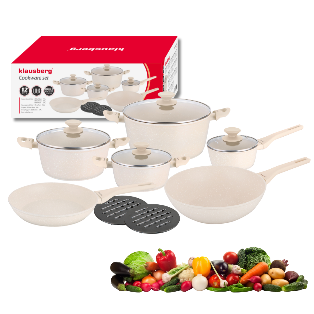 Klausberg Pots and – Marbled nonstick cookware set, 12-piece set by Klausberg – image 3