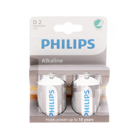 PHILIPS Alkaline, coin-cell, and zinc-carbon batteries – Philips LR20 Alkaline Battery, 2-pack