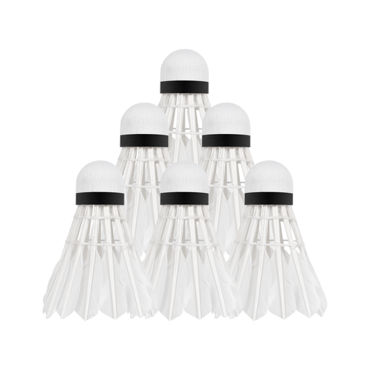 Rebel Feather shuttlecocks for badminton made of goose feathers, tube 6 pcs, REBEL ACTIVE