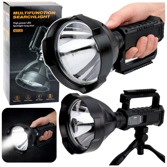 LEAN Large LED Spotlight Flashlight with Tripod, W5120, Power Bank, 31 cm