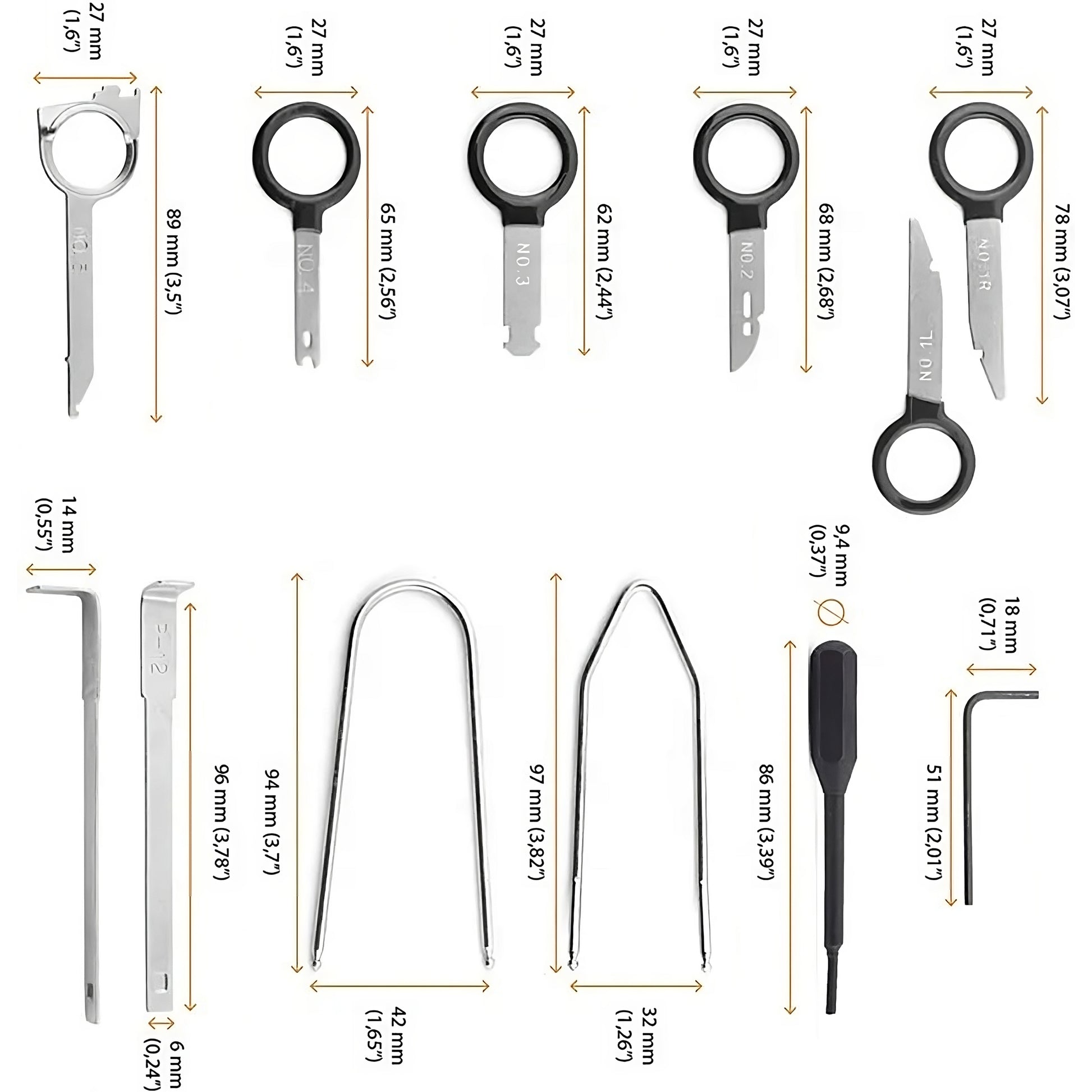 RTO Set of pullers, wrenches, and tools for removing radio trim – image 4