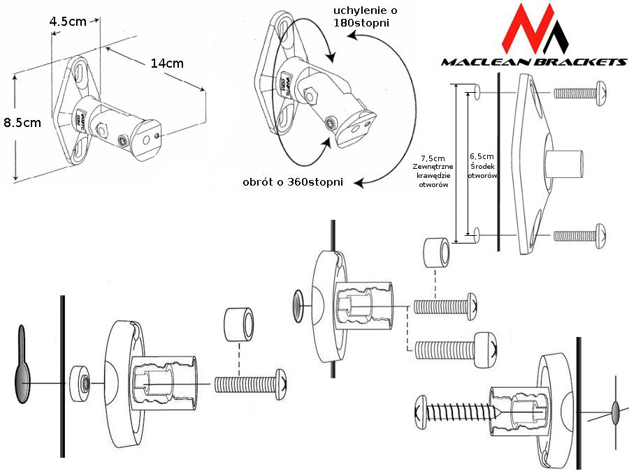 Maclean Speaker – Maclean Speaker Bracket, for speakers, set of 2, MC-528 – image 9
