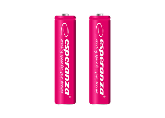 Esperanza EZA101R Esperanza Ni-MH AAA Rechargeable Batteries, 1000 mAh, 2-Pack, Red