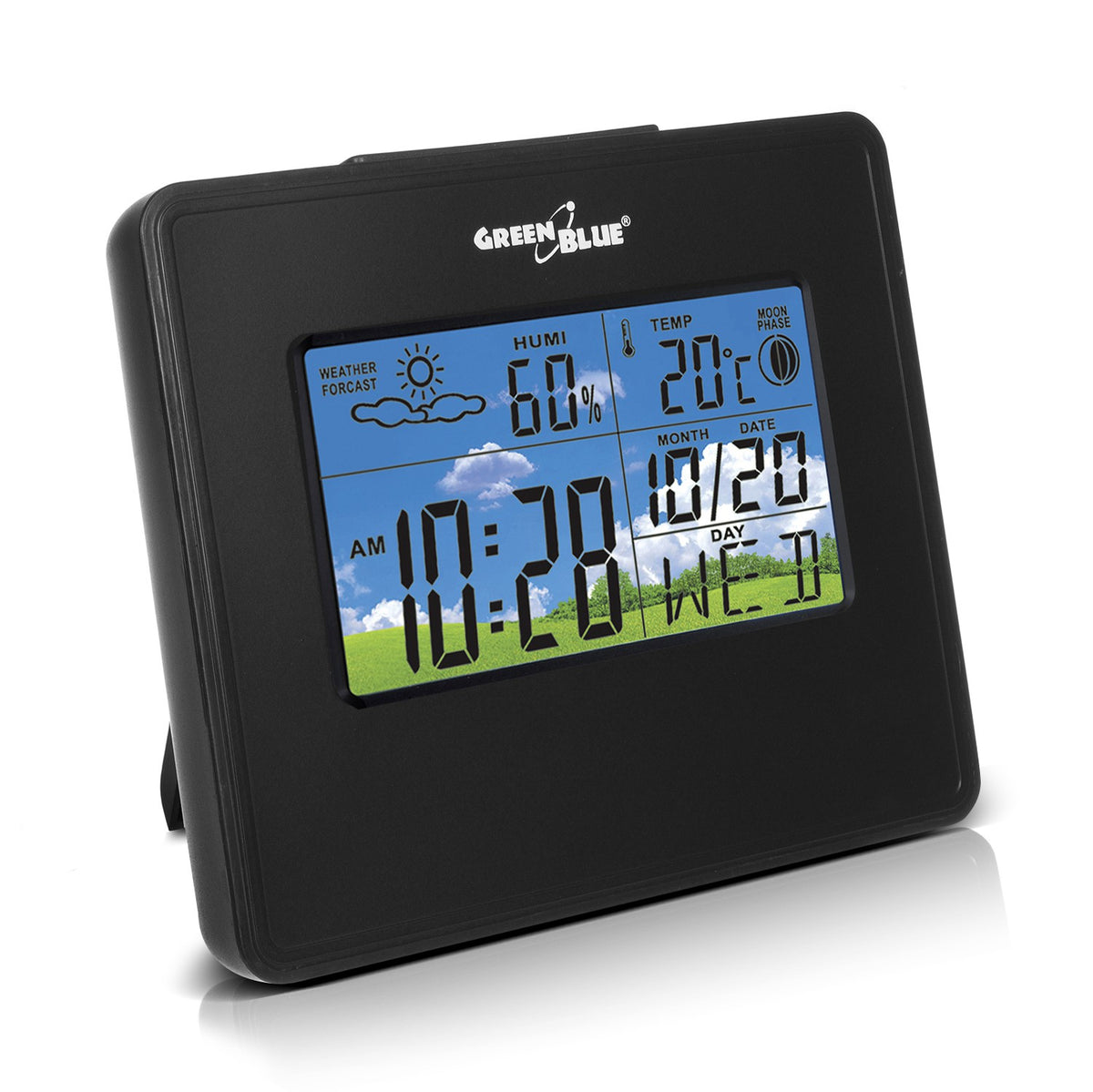 GreenBlue GreenBlue GB148B Black Weather Station, Clock, Calendar, and Moon Phase Display