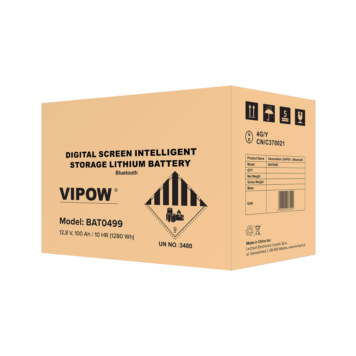 Vipow Gel batteries – 100Ah LiFePO4 Battery with BMS and Bluetooth – image 4