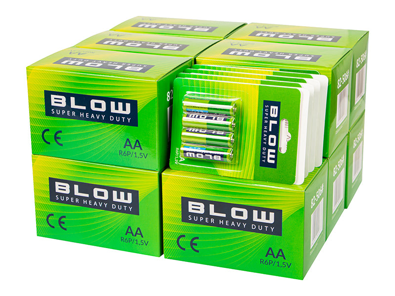 Blow 82-673# Blow Super Heavy Duty AA R06P Batteries, Blister Pack, 480-count