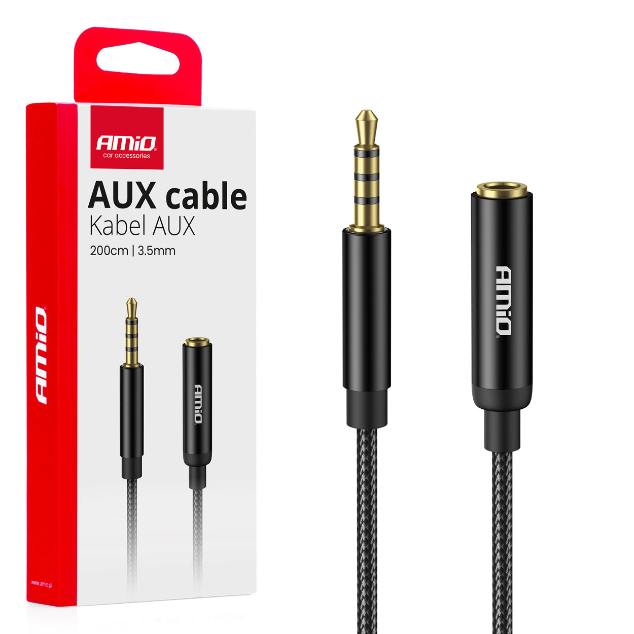 AMiO Adapters – 3.5mm Mini Jack AUX Audio Extension Cable, 2m, amio-04296