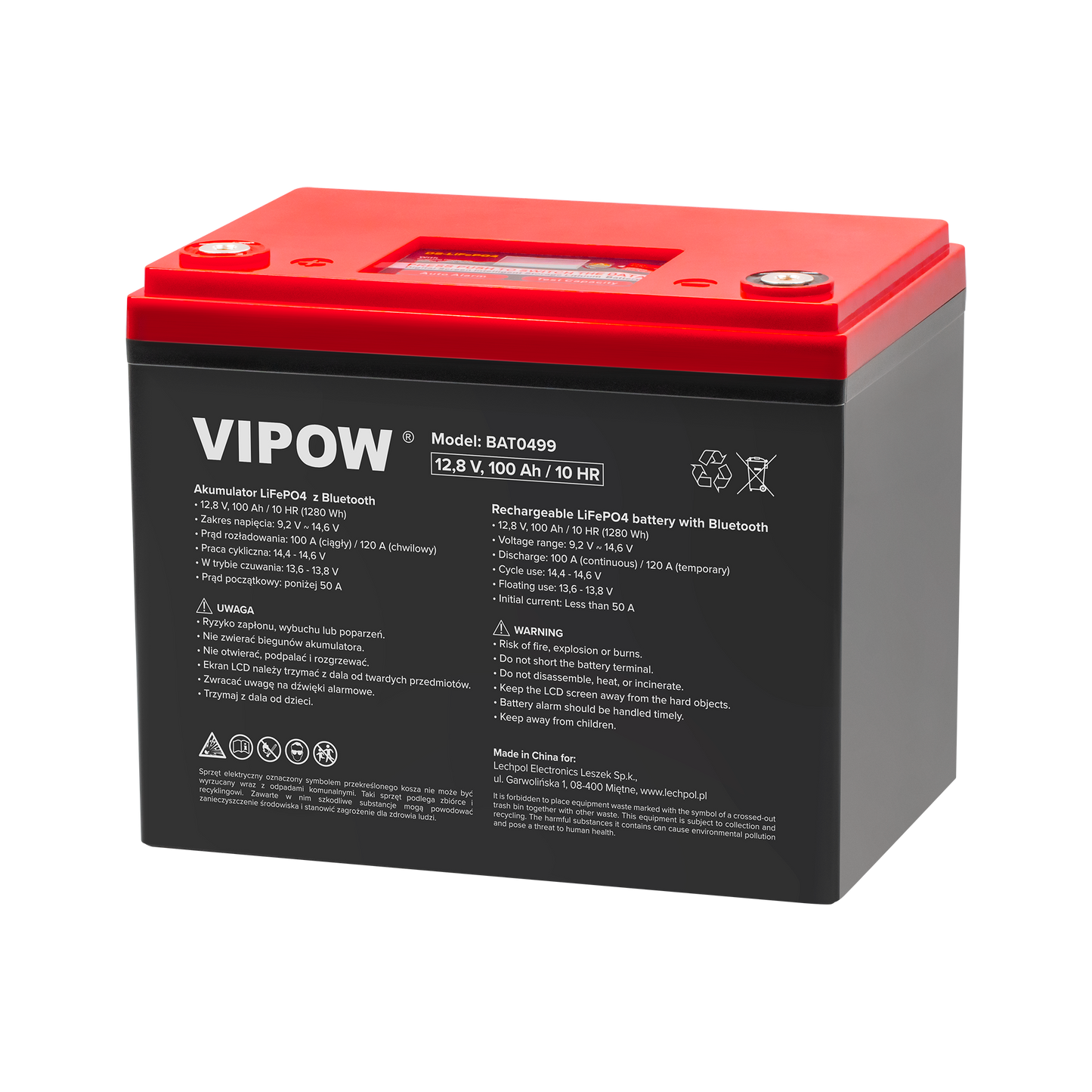 Vipow Gel batteries – 100Ah LiFePO4 Battery with BMS and Bluetooth