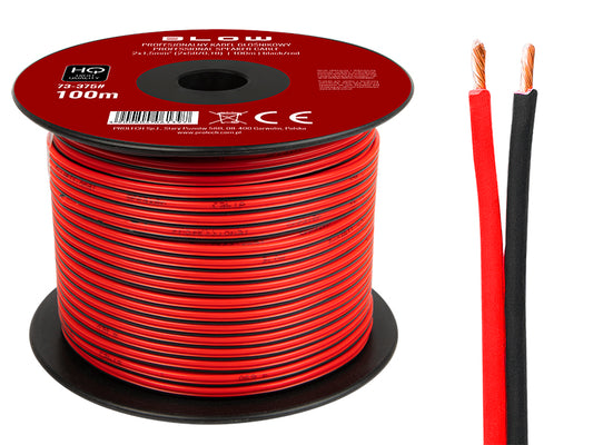 Blow 73-375# Speaker wire, 2x1.50 mm, black and red, 100 m