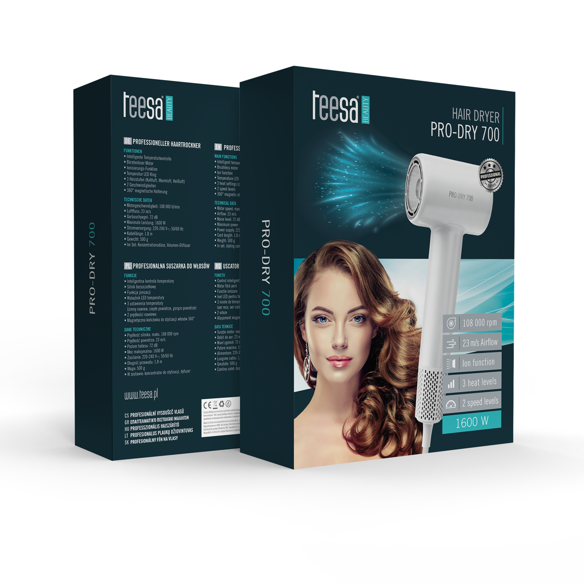 Teesa Hair Dryers – TEESA PRO DRY 700 Hair Dryer, White – image 6