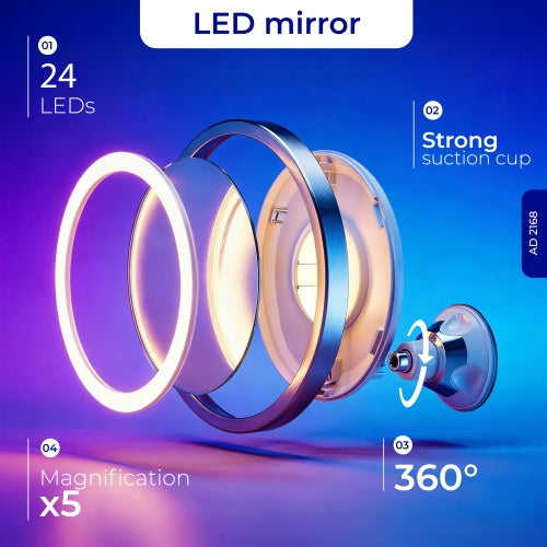 ADLER AD 2168 LED bathroom mirror, 5x magnification, 24 LEDs, adjustable brightness – image 14