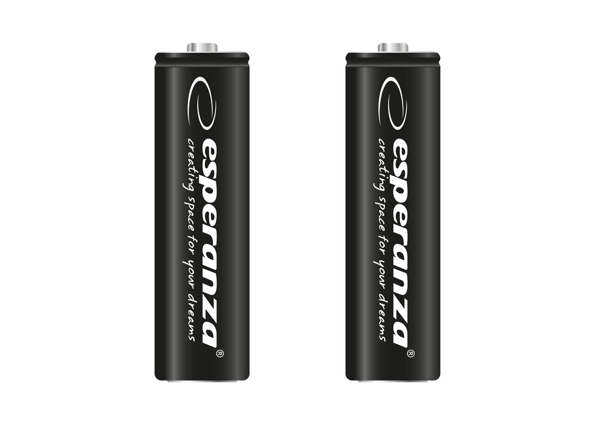 Esperanza EZA105 Esperanza Ni-MH AA Rechargeable Batteries, High-Capacity 2600mAh, 2-Pack, Black