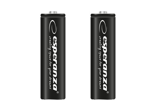 Esperanza EZA105 Esperanza Ni-MH AA Rechargeable Batteries, High-Capacity 2600mAh, 2-Pack, Black