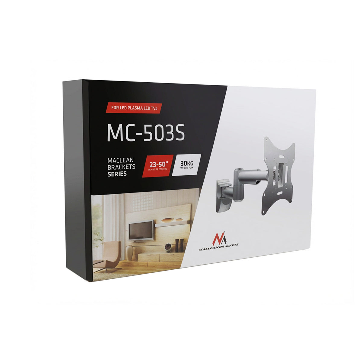 Maclean Maclean TV or Monitor Mount, Universal, Max VESA 200x200, 23-50", 30 kg, Silver, MC-503A S – image 8