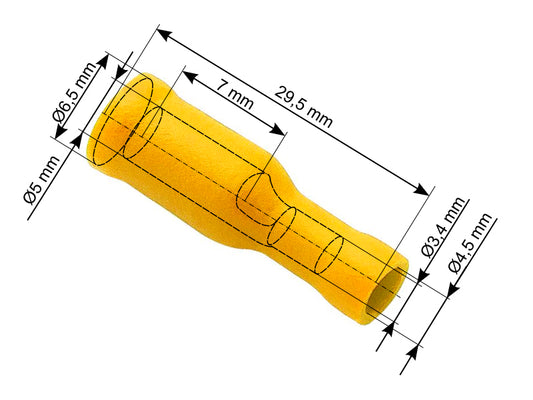 Blow Connectors – 43-051# Insulated connector, 5.0/24.5 mm socket, yellow, 100 pcs.