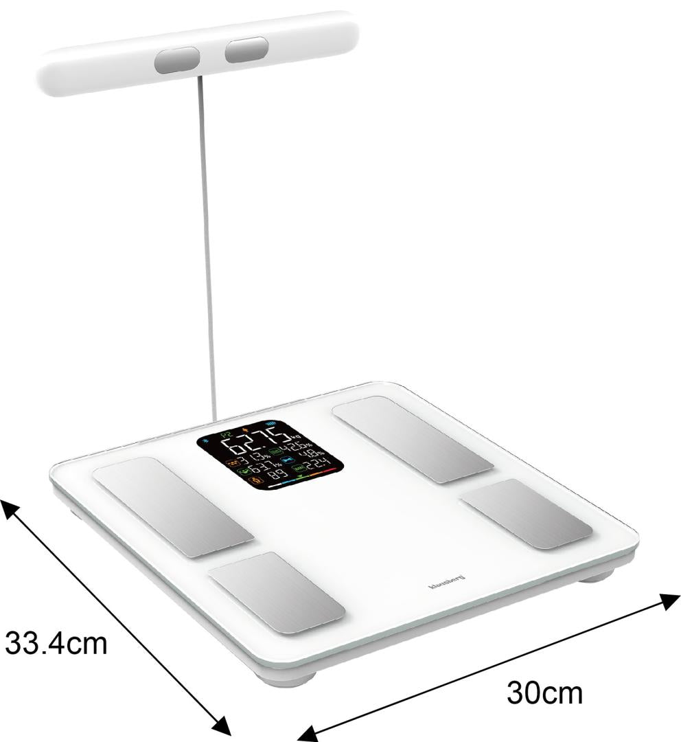 Klausberg Bathroom scale with handle, electronic, precise body composition analysis, white, Klausberg, KB-7857