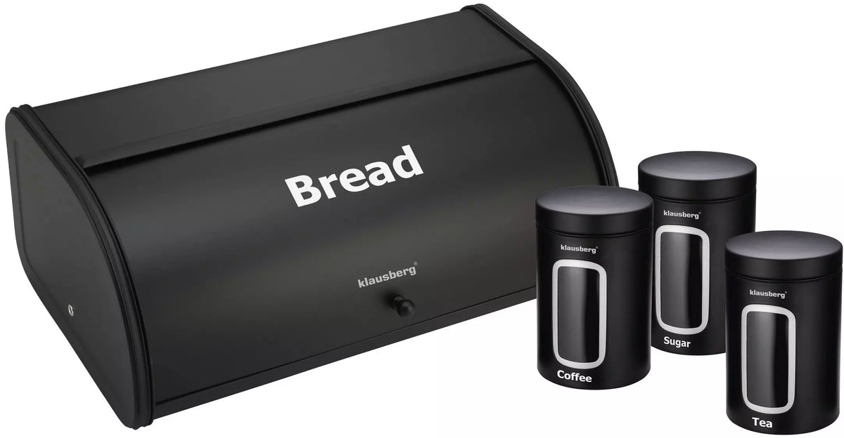 Klausberg Bread Bags – Bread box with containers, black, Klausberg steel