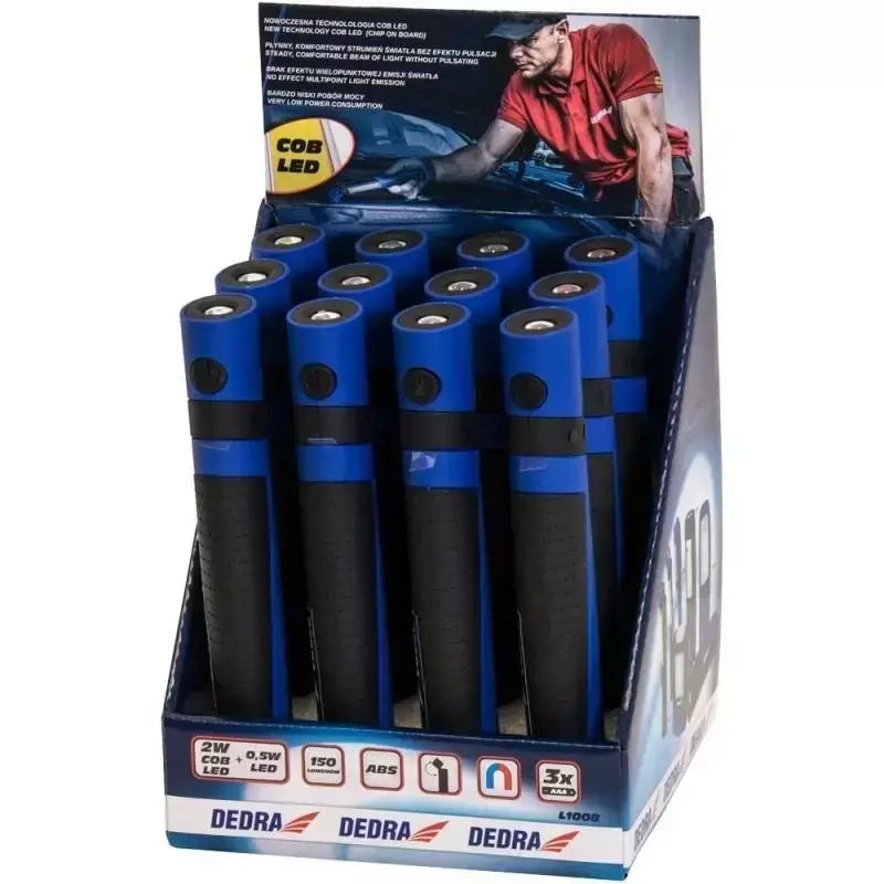 Dedra 2W COB LED + 0.5W LED Flashlight, Extendable, with Batteries – image 2