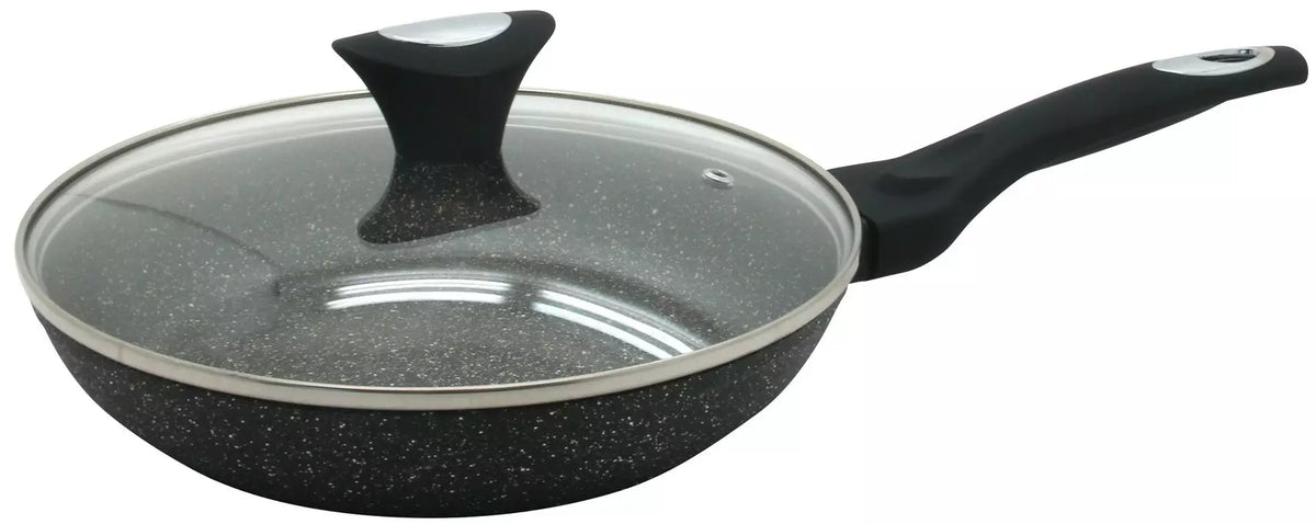 Klausberg Frying pan with lid, aluminum, gray marble pattern, 20 cm diameter, Klausberg