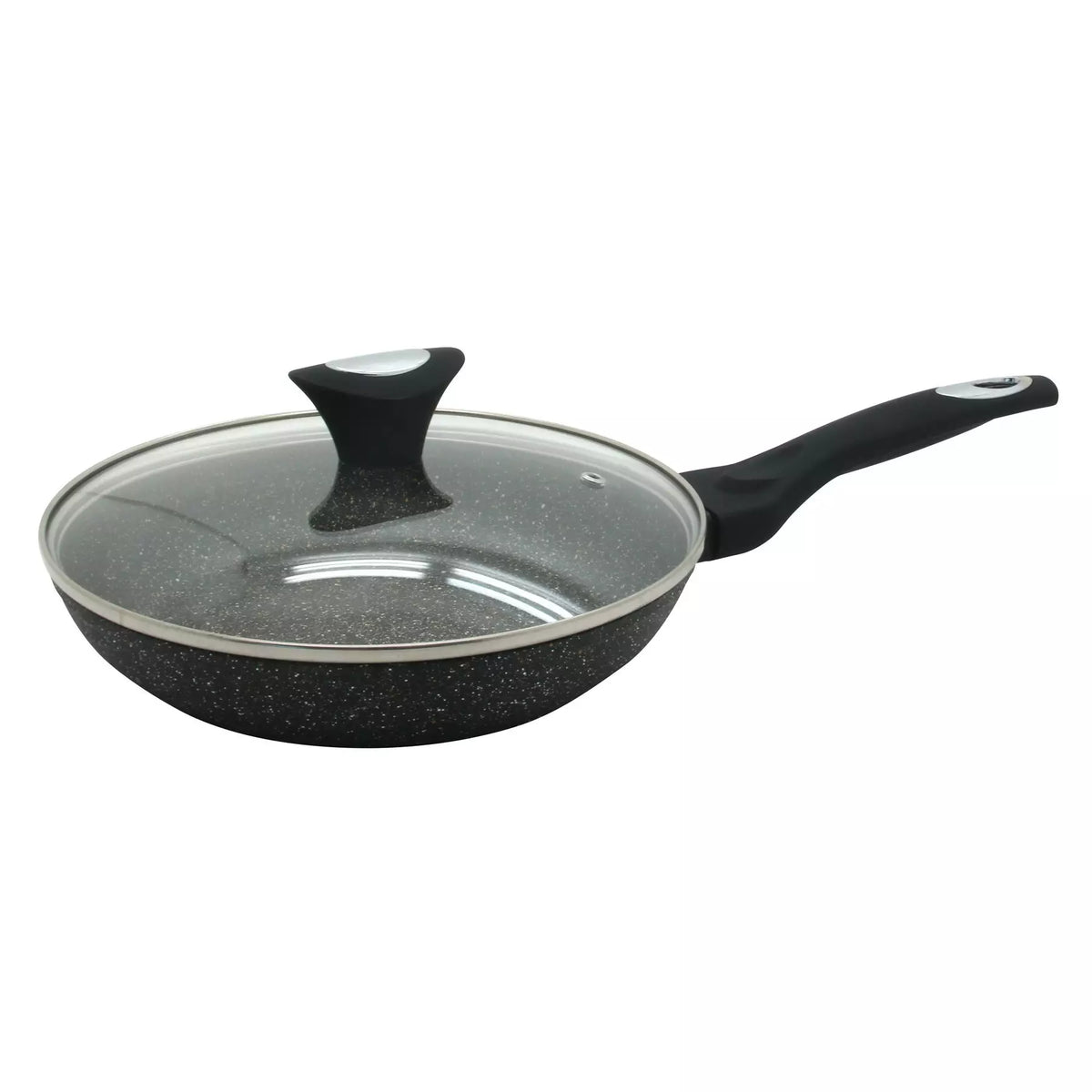 Klausberg Frying pan with lid, aluminum, gray marble pattern, 24 cm diameter, Klausberg