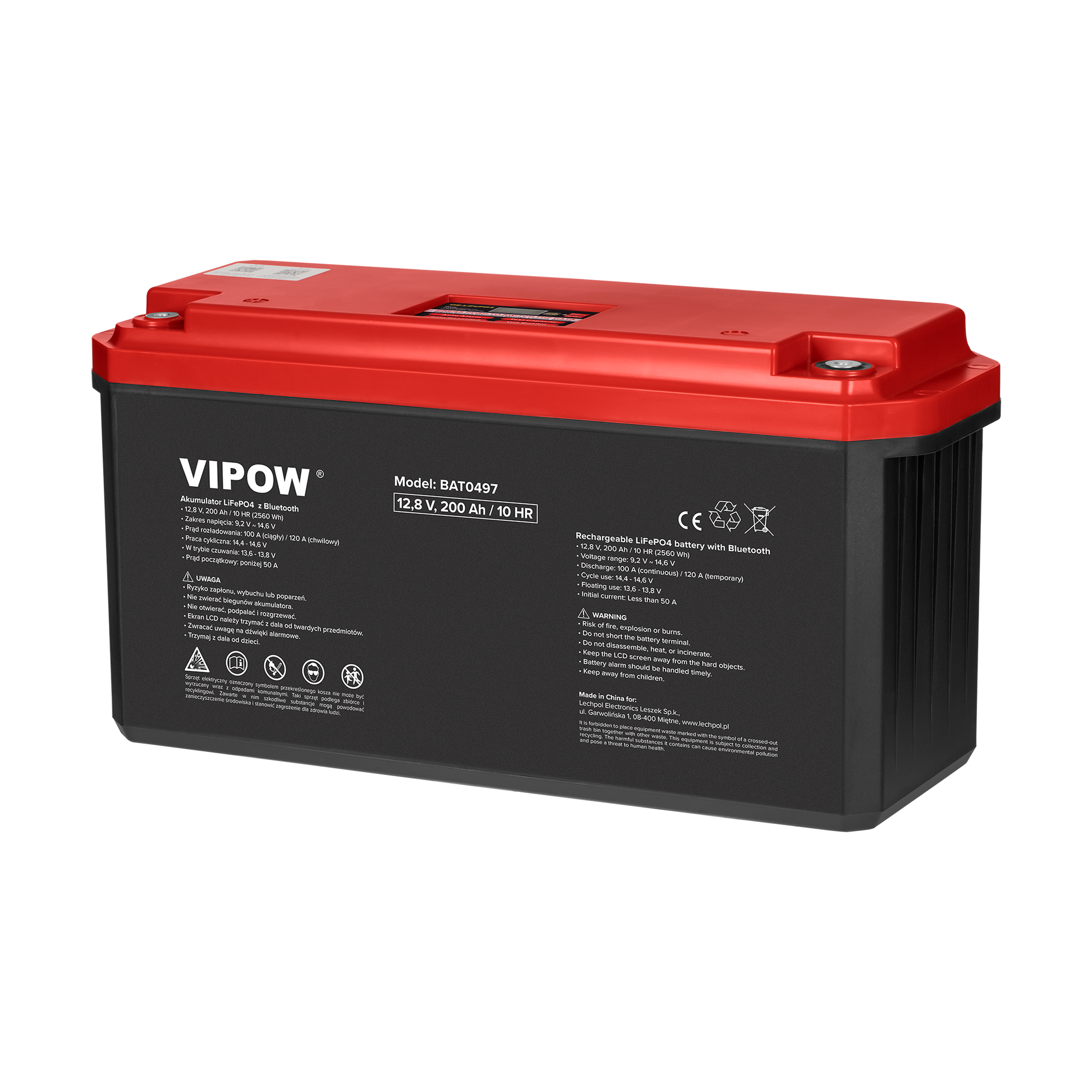 Vipow Gel batteries – 200Ah LiFePO4 Gel Battery with Bluetooth and BMS