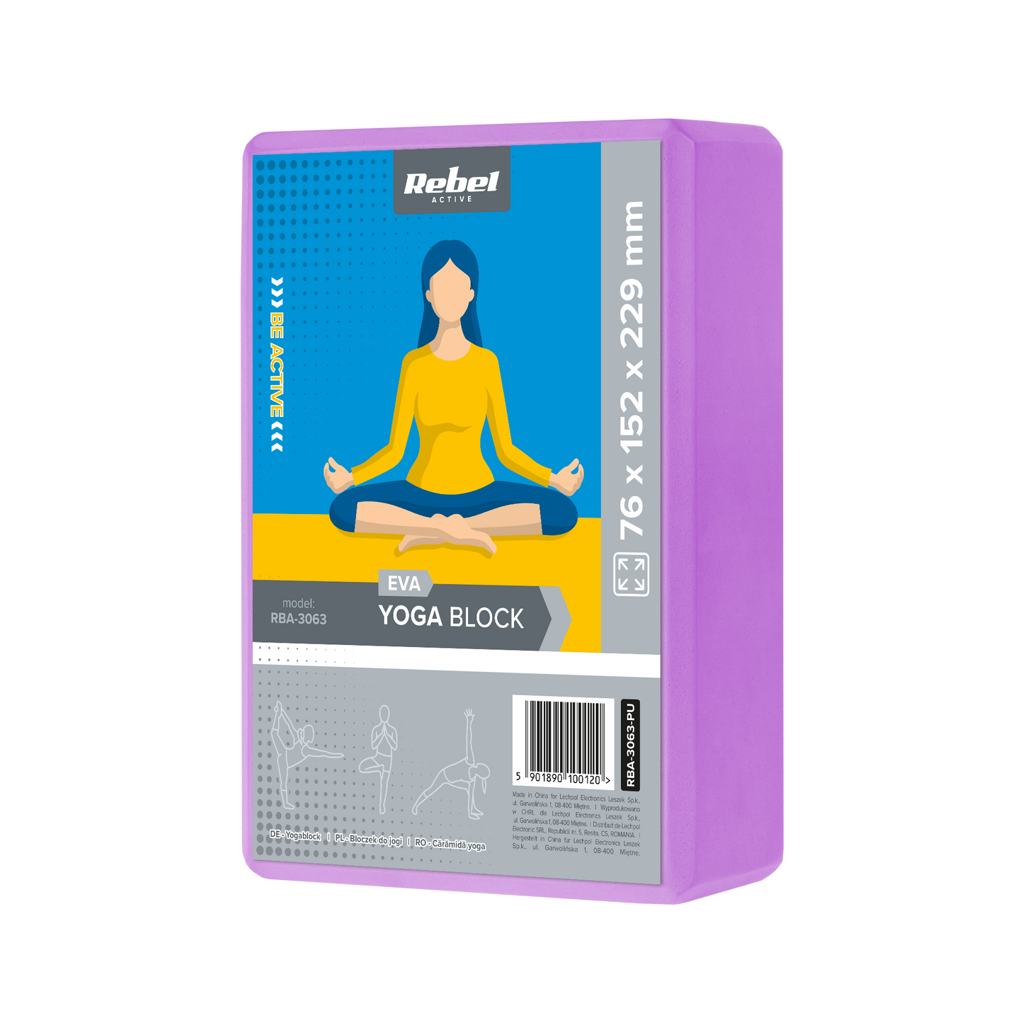 Rebel Massagers for – EVA Foam Yoga Block, 120g, Purple, REBEL ACTIVE – image 4