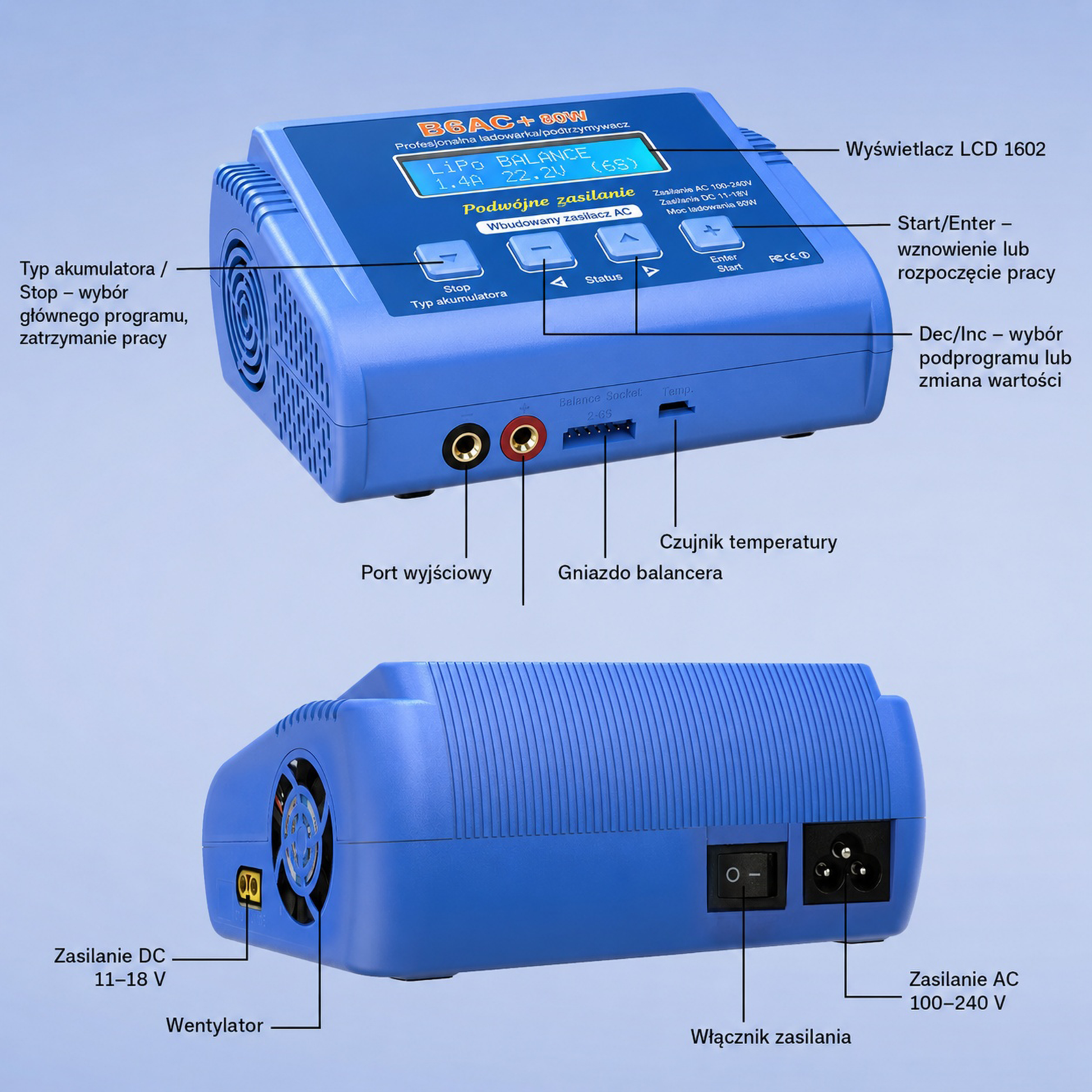 EUROKOMP Chargers for rechargeable batteries and – B6AC+ 80W E6360 Balancing Charger – image 2