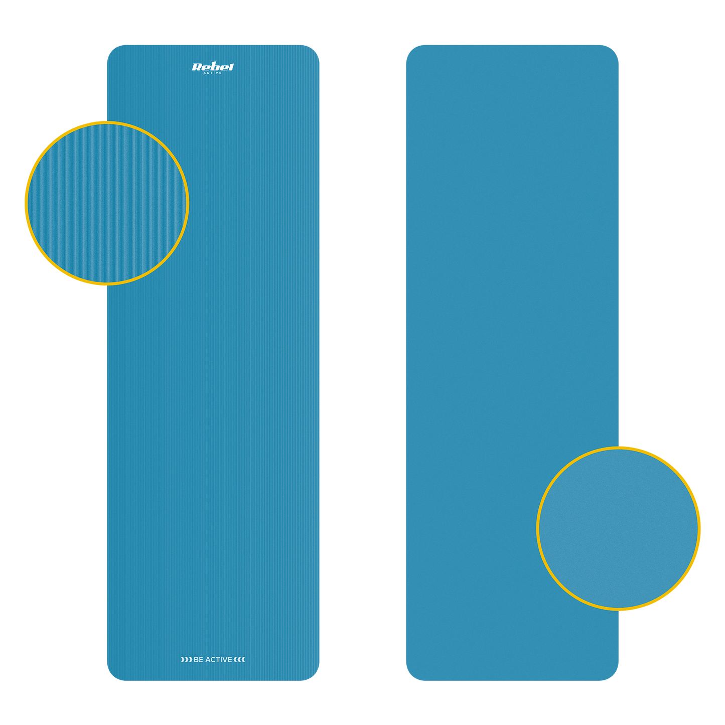 Rebel Exercise mat for yoga, Pilates, and fitness, 183x61 cm, 1 cm thick, NBR material, blue, REBEL ACTIVE – image 3